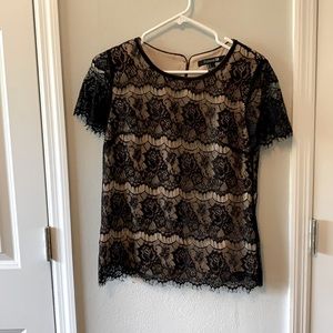 Black & nude lace top